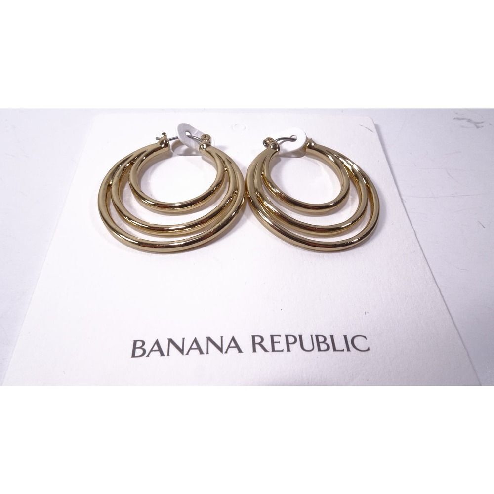 Banana Republic Women's RAVENA AUREUS + ARGENT Tripe Hoop Earrings NWT 58